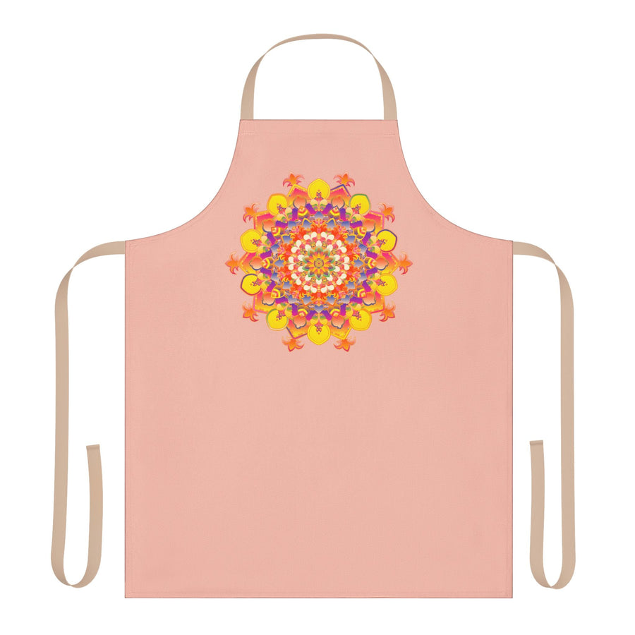 Peach Mandala Apron - Hand Drawn Art All Over Prints - Blululi