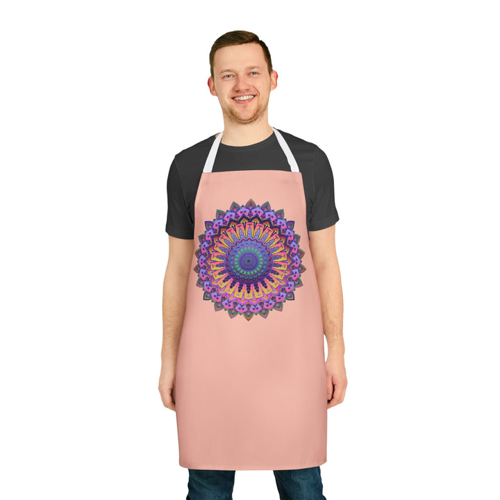 Peach Mandala Apron - Hand - Drawn Art All Over Prints - Blululi