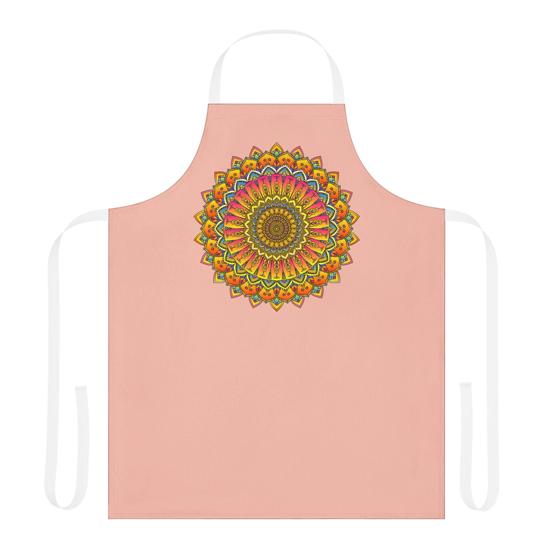 Peach Mandala Apron - Hand Drawn Art All Over Prints - Blululi