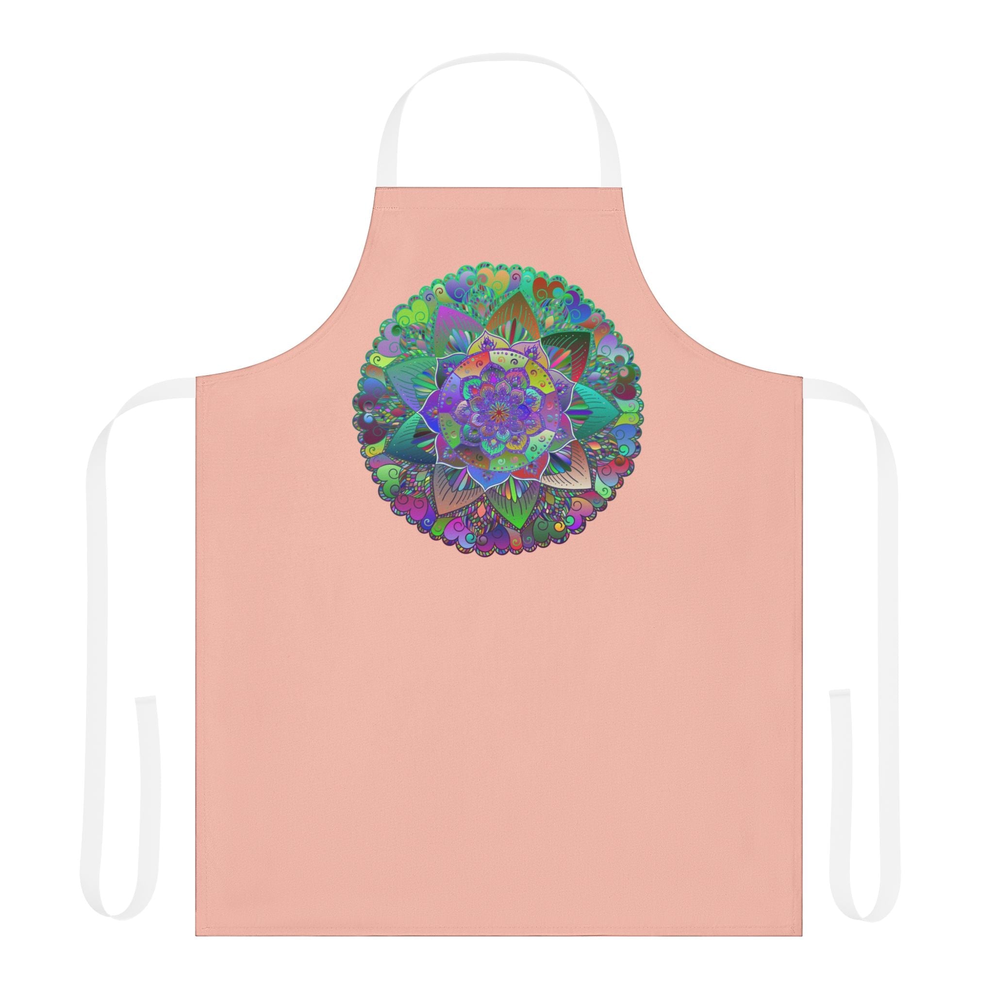 Peach Mandala Apron - Hand Drawn Art All Over Prints - Blululi