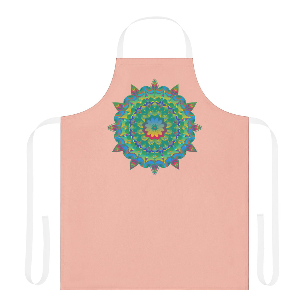 Peach Mandala Apron - Hand - Drawn Art Kitchen All Over Prints - Blululi