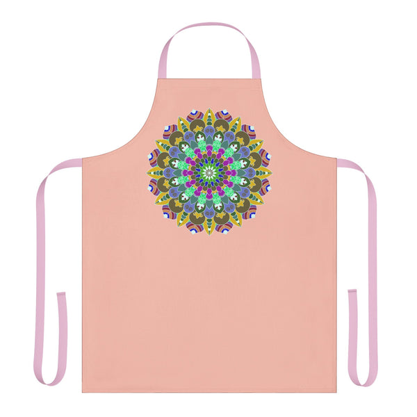 Peach Mandala Apron - Hand Drawn Art Kitchen All Over Prints - Blululi