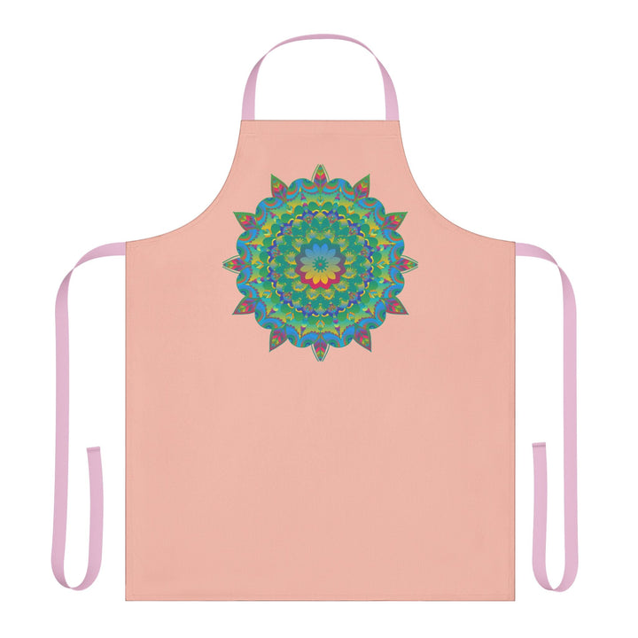 Peach Mandala Apron - Hand - Drawn Art Kitchen All Over Prints - Blululi