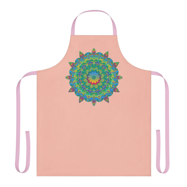 Peach Mandala Apron - Hand - Drawn Art Kitchen All Over Prints - Blululi