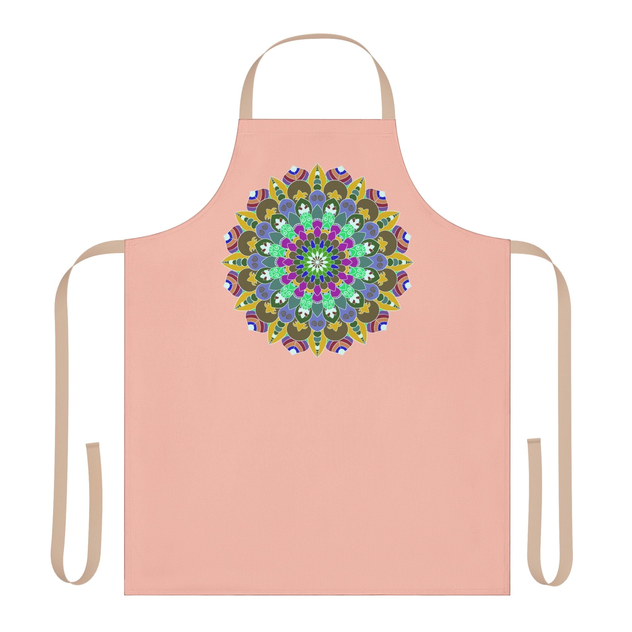 Peach Mandala Apron - Hand Drawn Art Kitchen All Over Prints - Blululi