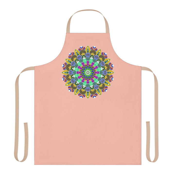 Peach Mandala Apron - Hand Drawn Art Kitchen All Over Prints - Blululi