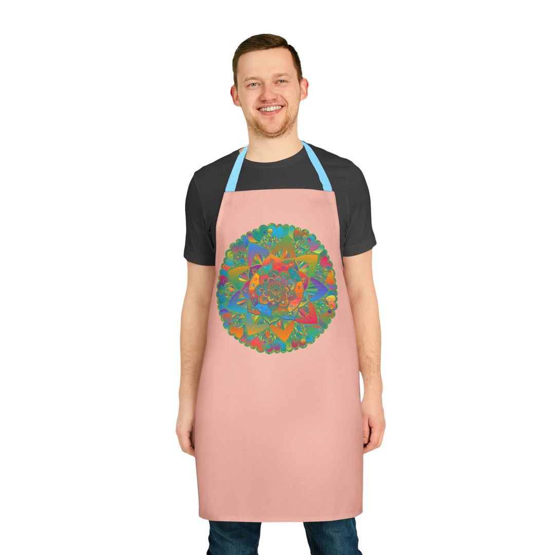 Peach Mandala Apron - Hand - Drawn Art Kitchen All Over Prints - Blululi