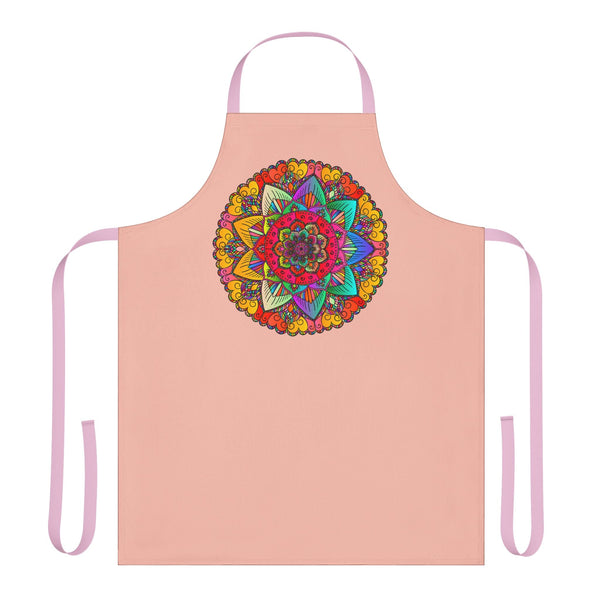 Peach Mandala Apron: Hand - Drawn Art Kitchen Decor All Over Prints - Blululi
