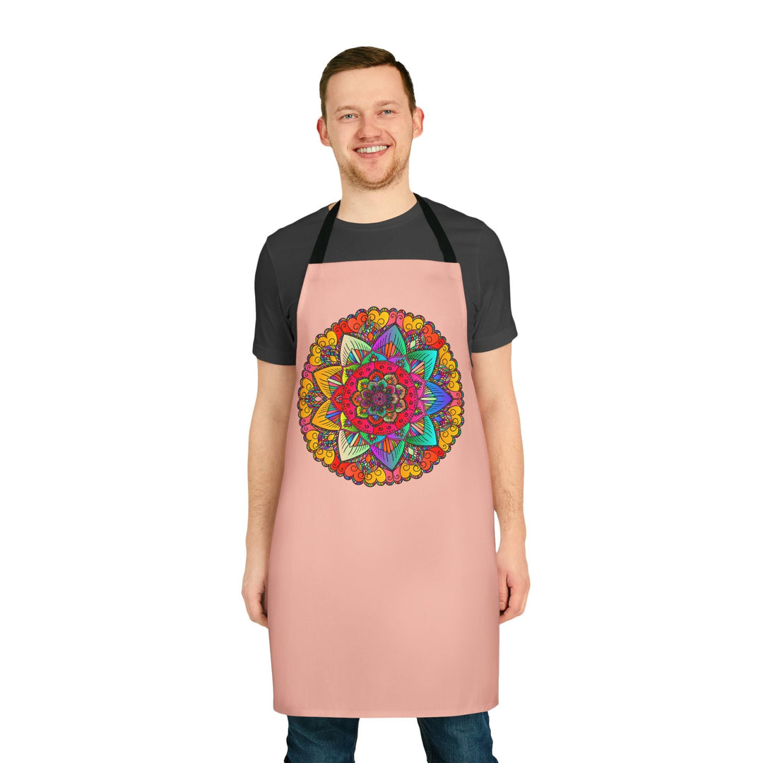 Peach Mandala Apron: Hand - Drawn Art Kitchen Decor All Over Prints - Blululi