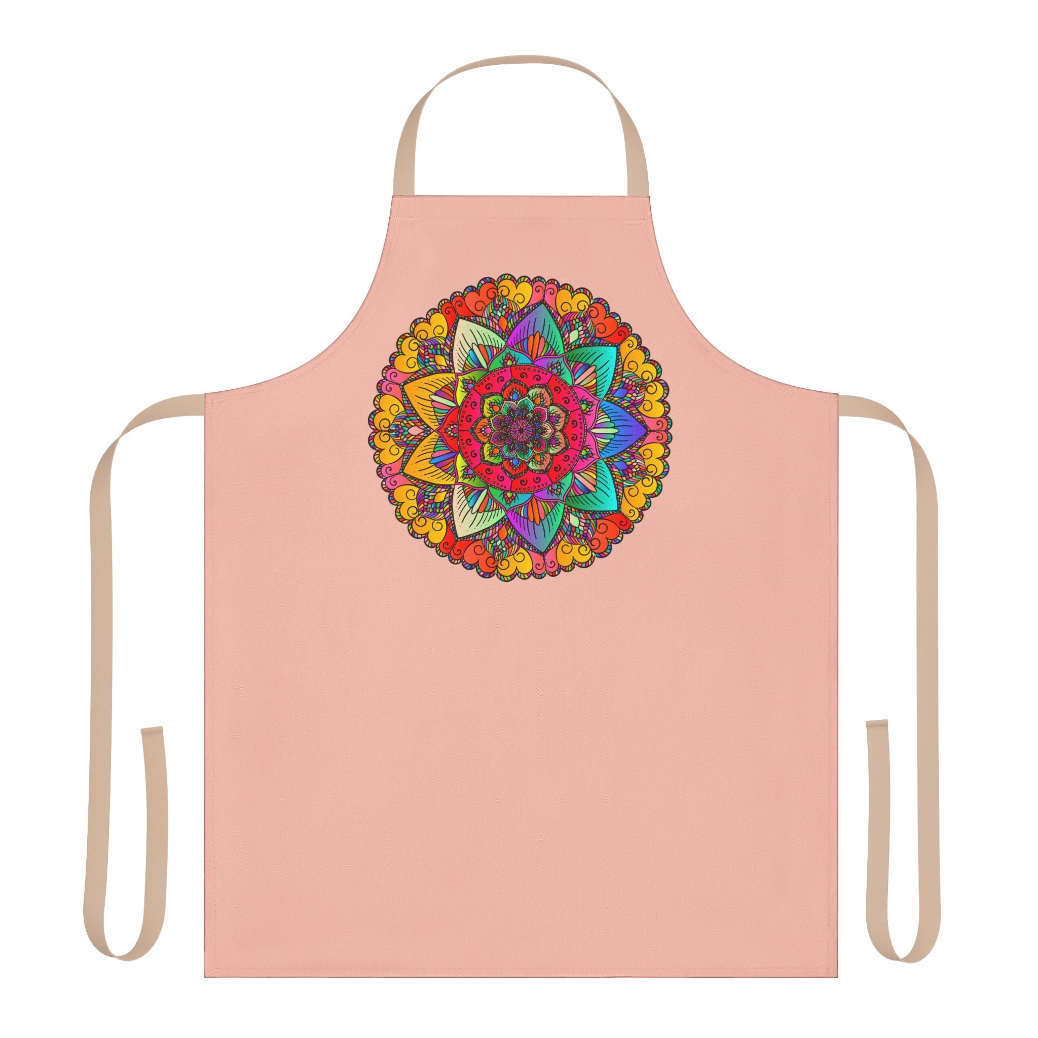 Peach Mandala Apron: Hand - Drawn Art Kitchen Decor All Over Prints - Blululi