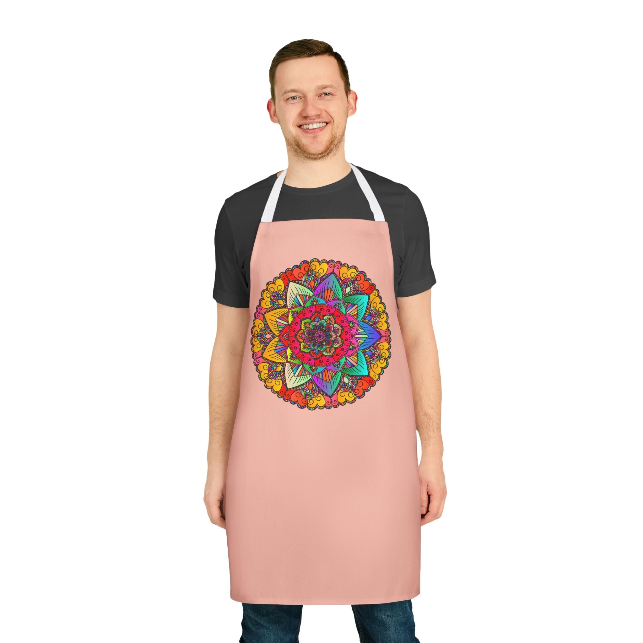 Peach Mandala Apron: Hand - Drawn Art Kitchen Decor All Over Prints - Blululi