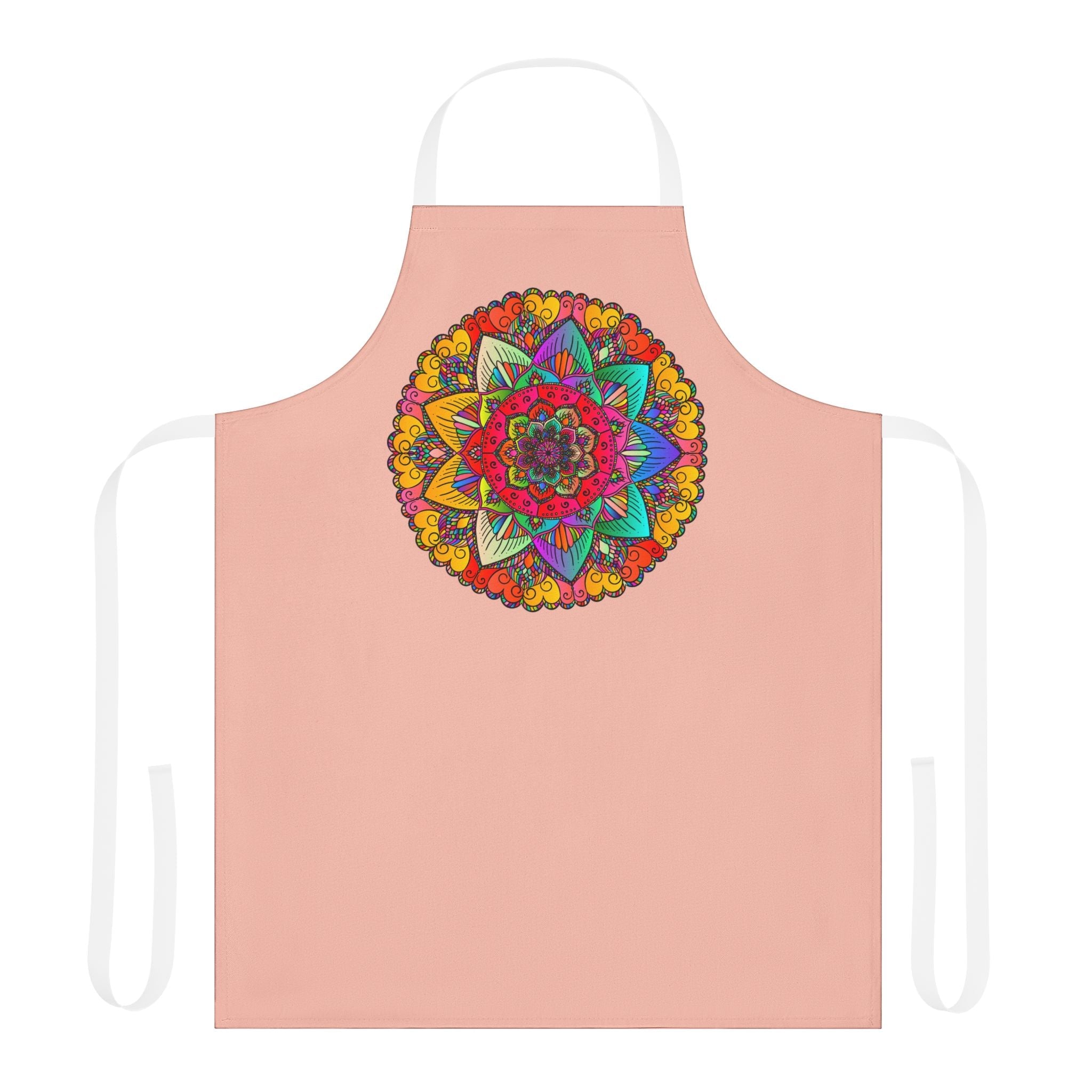 Peach Mandala Apron: Hand - Drawn Art Kitchen Decor All Over Prints - Blululi