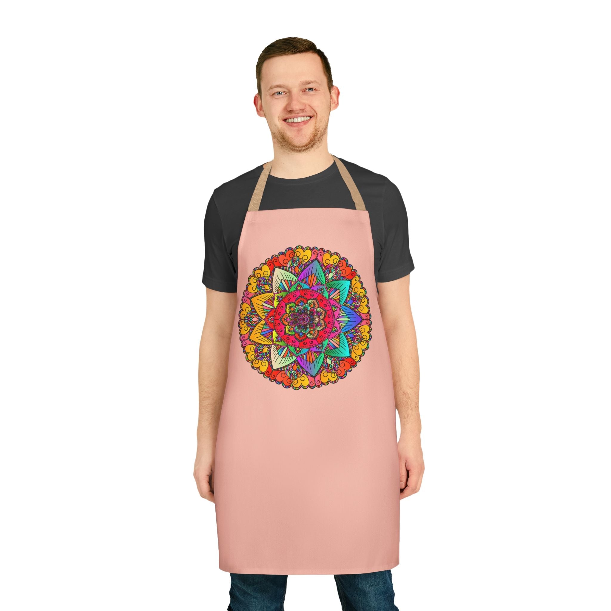 Peach Mandala Apron: Hand - Drawn Art Kitchen Decor All Over Prints - Blululi