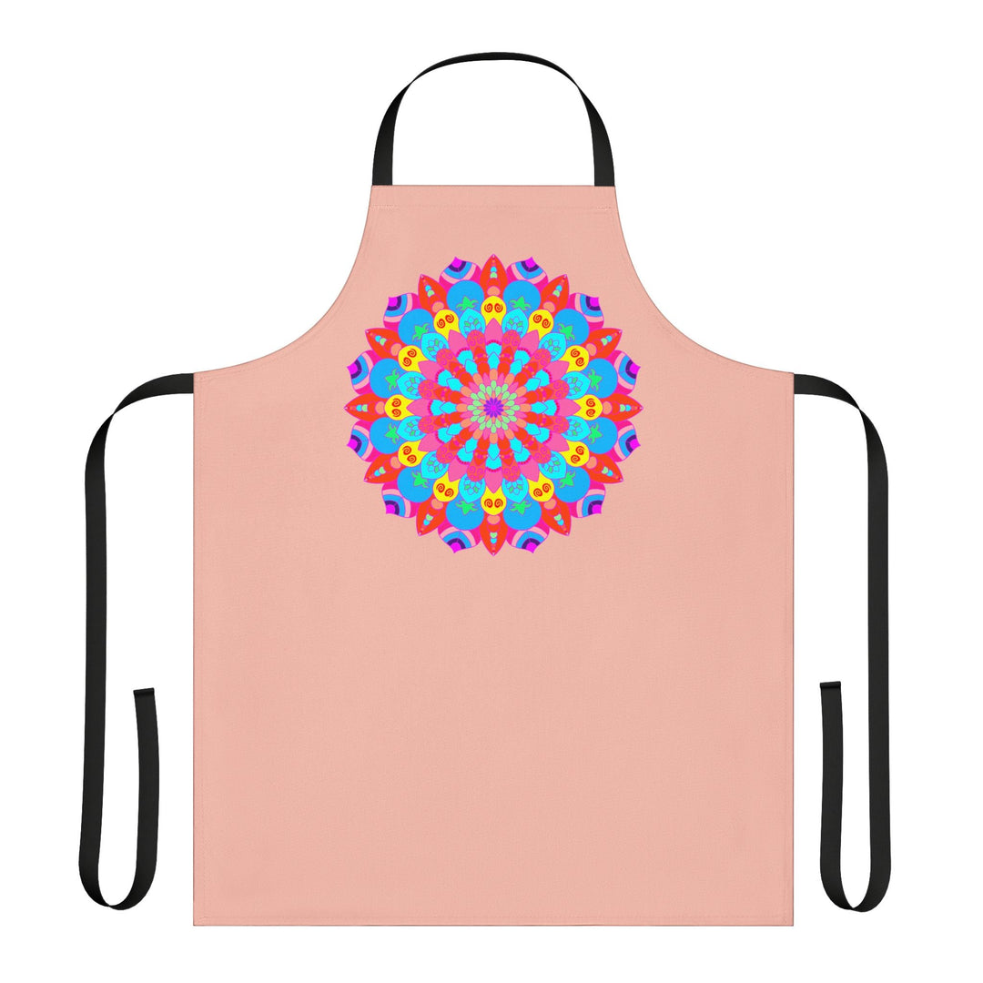 Peach Mandala Apron - Hand - Drawn Floral Art All Over Prints - Blululi