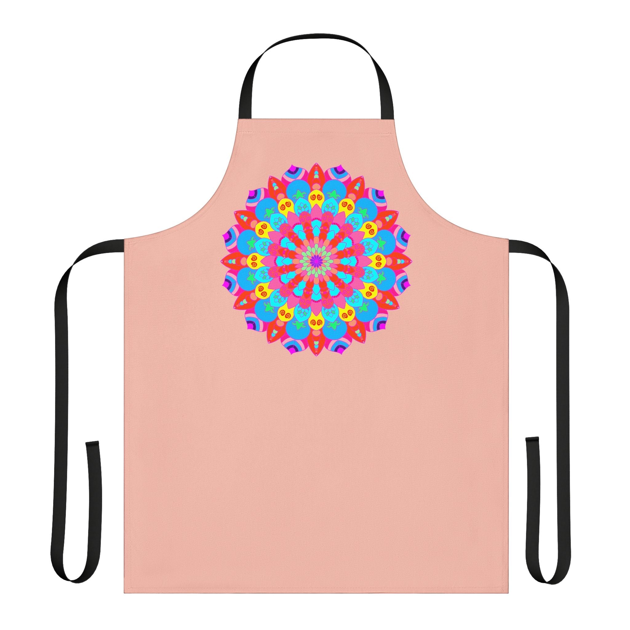 Peach Mandala Apron - Hand - Drawn Floral Art All Over Prints - Blululi