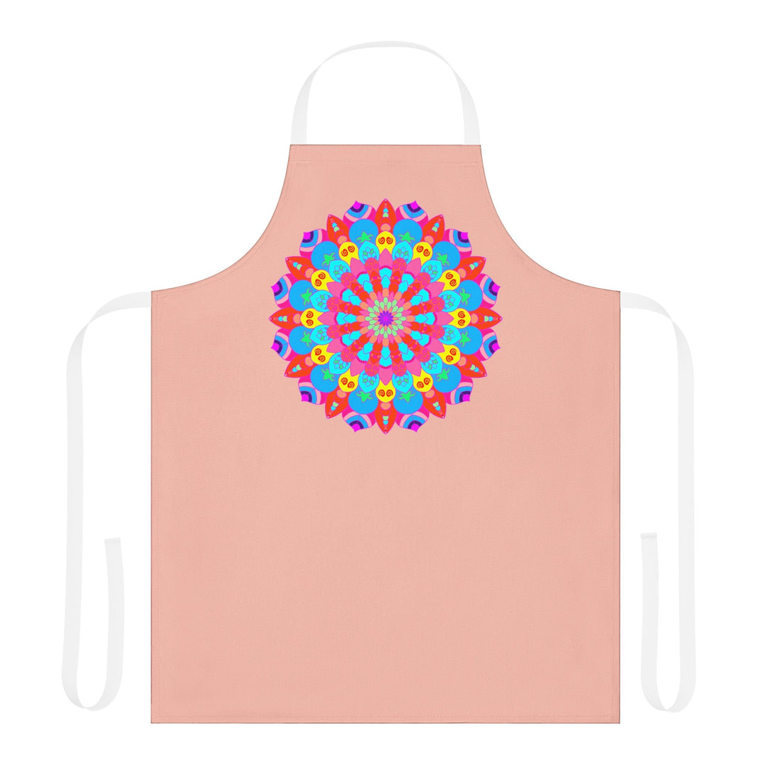 Peach Mandala Apron - Hand - Drawn Floral Art All Over Prints - Blululi