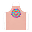Peach Mandala Apron - Hand - Drawn Floral Art All Over Prints - Blululi