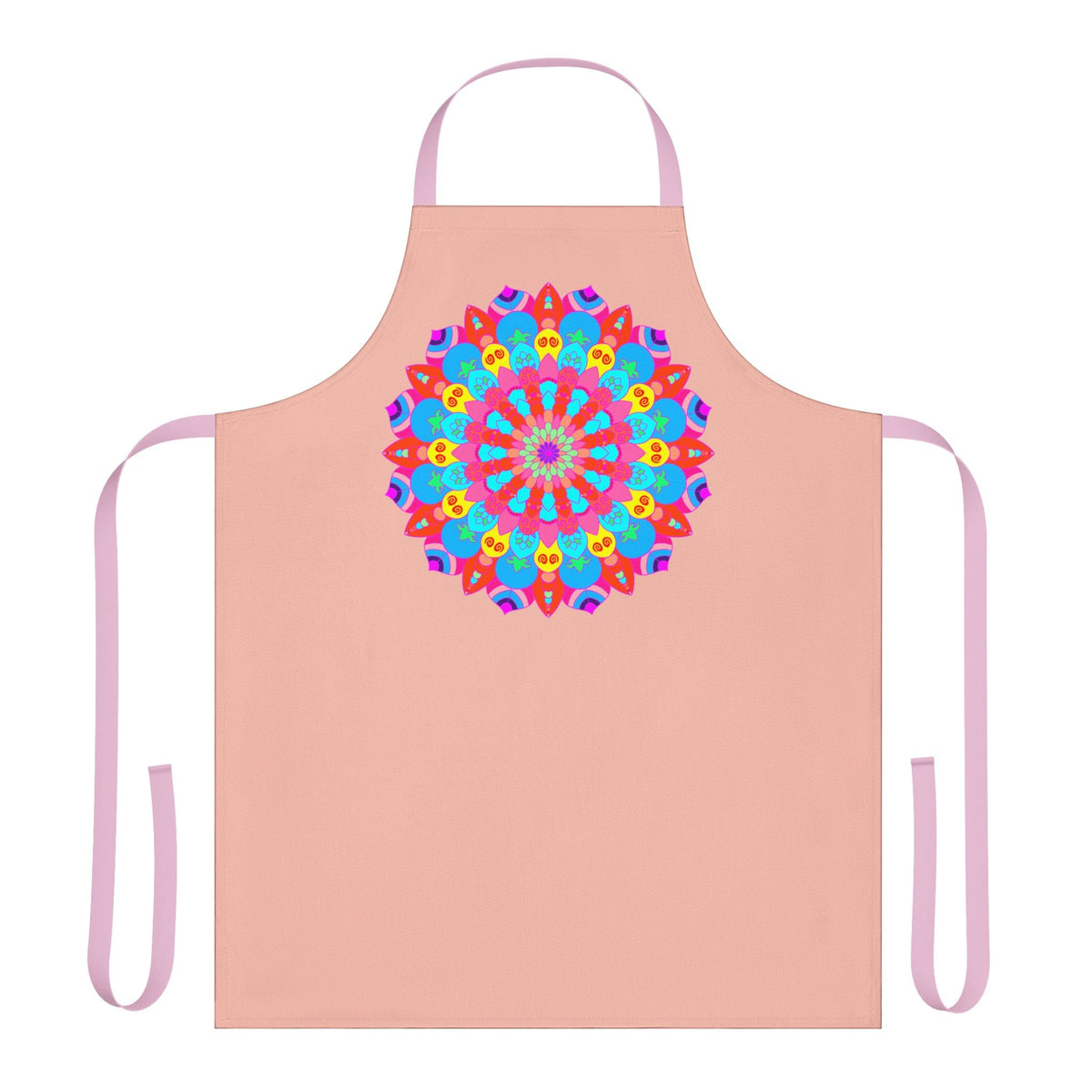 Peach Mandala Apron - Hand - Drawn Floral Art All Over Prints - Blululi