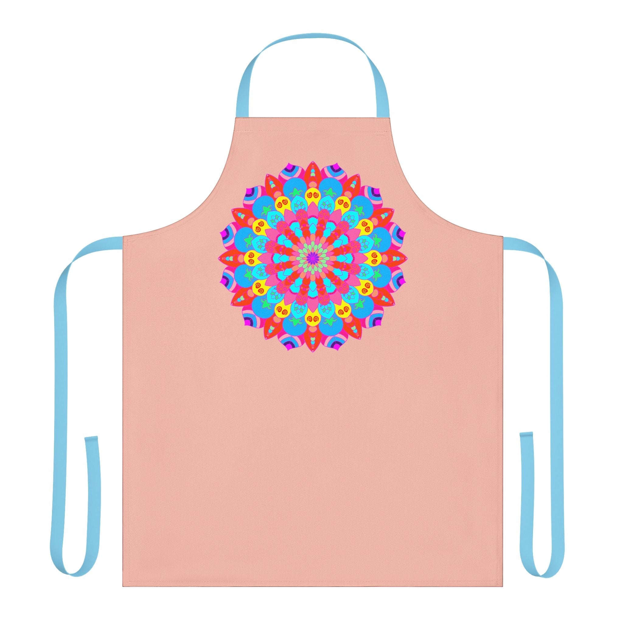 Peach Mandala Apron - Hand - Drawn Floral Art All Over Prints - Blululi