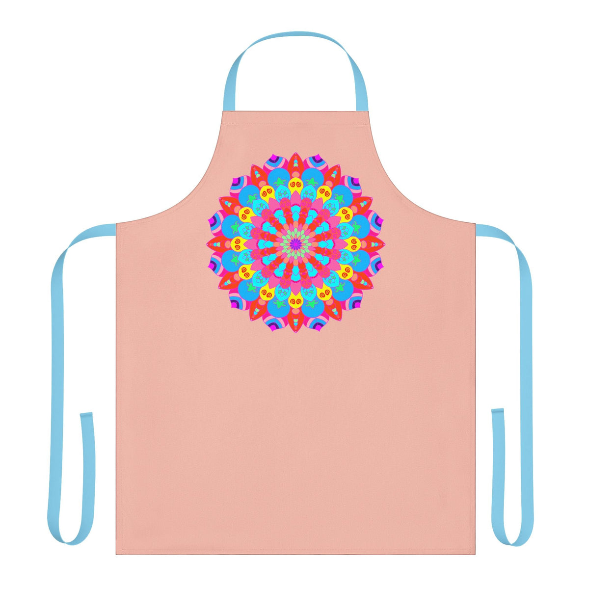 Peach Mandala Apron - Hand - Drawn Floral Art All Over Prints - Blululi