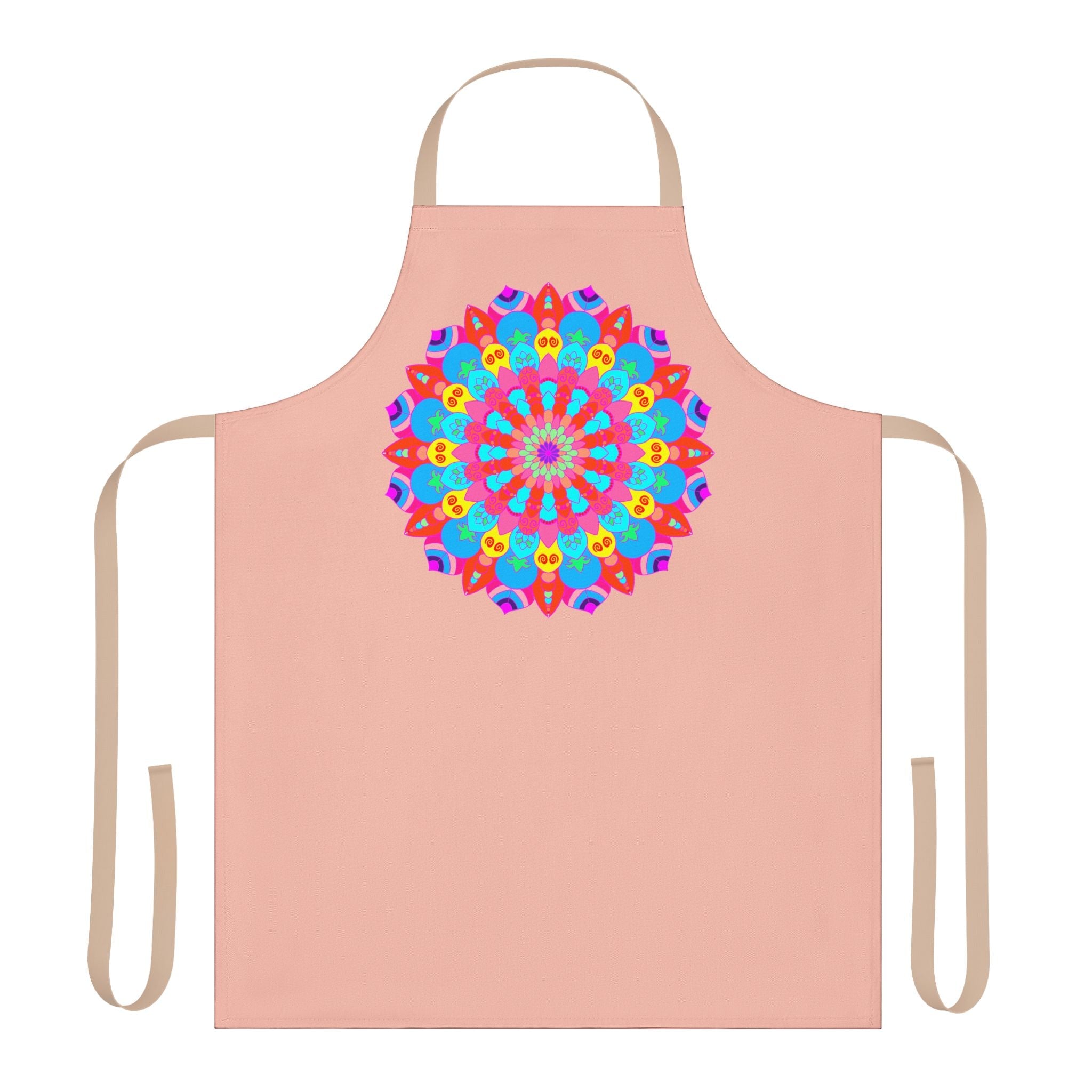 Peach Mandala Apron - Hand - Drawn Floral Art All Over Prints - Blululi