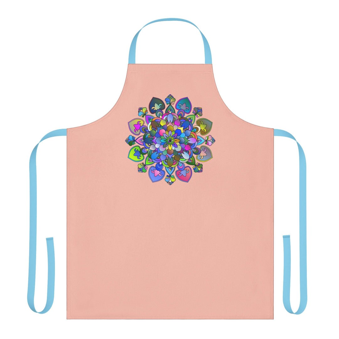 Peach Mandala Apron - Hand - Drawn Floral Design All Over Prints - Blululi