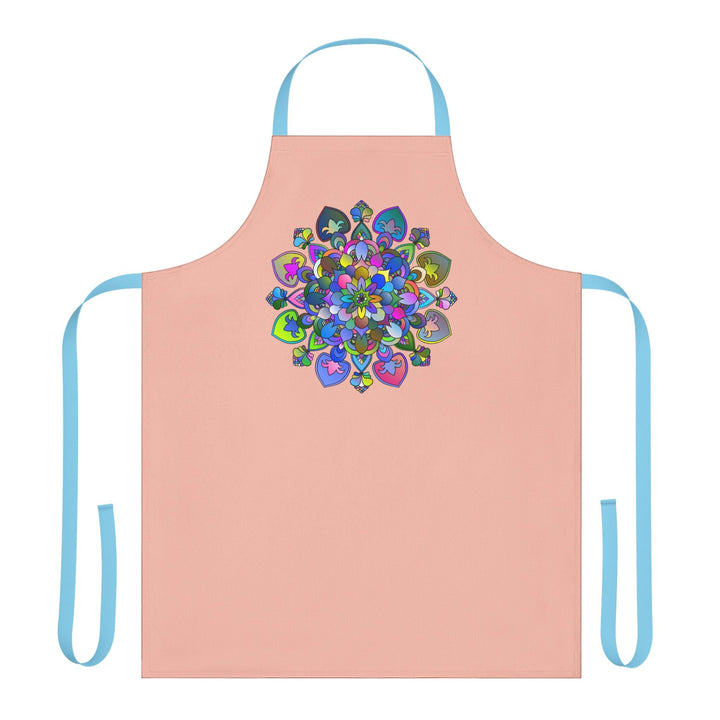 Peach Mandala Apron - Hand - Drawn Floral Design All Over Prints - Blululi