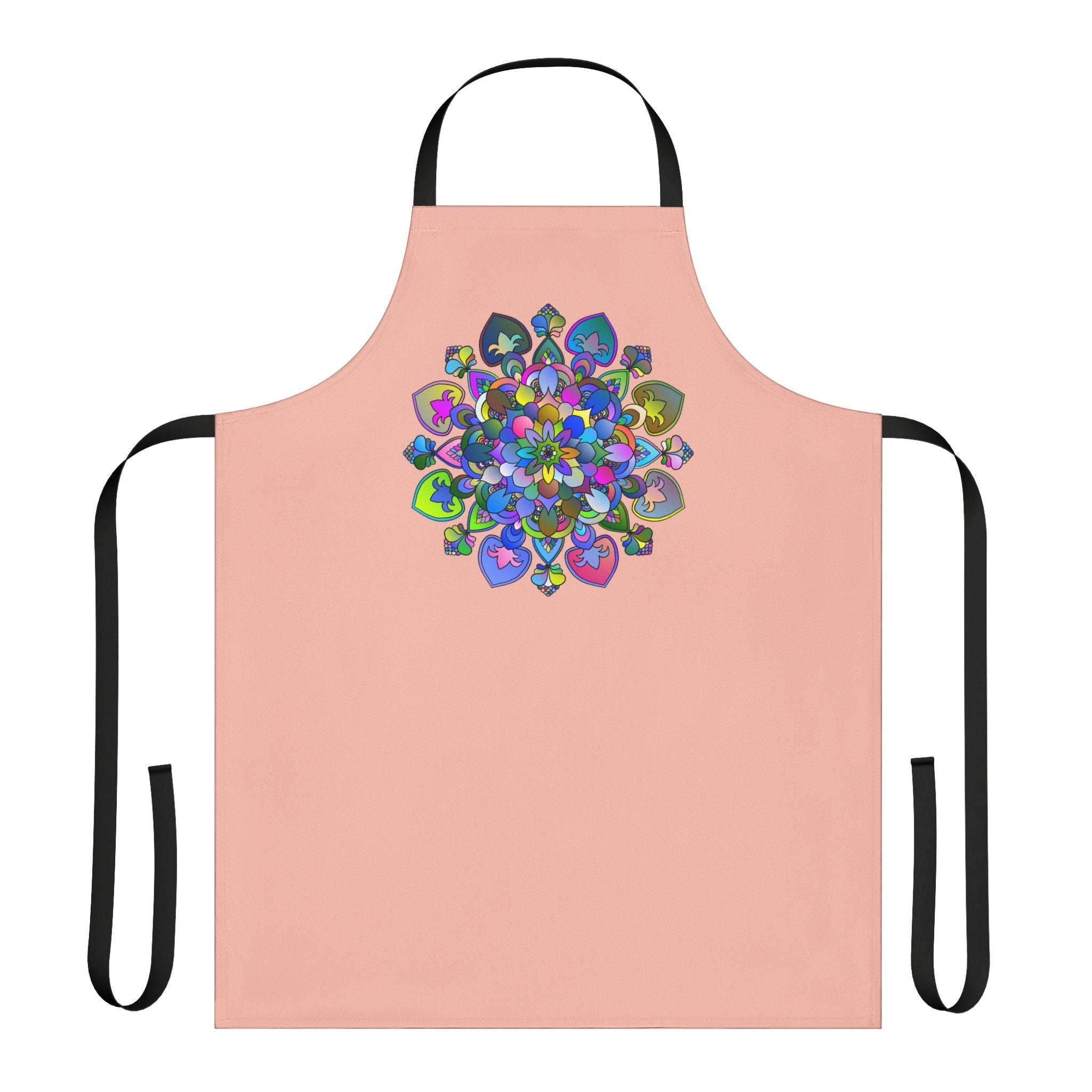 Peach Mandala Apron - Hand - Drawn Floral Design All Over Prints - Blululi