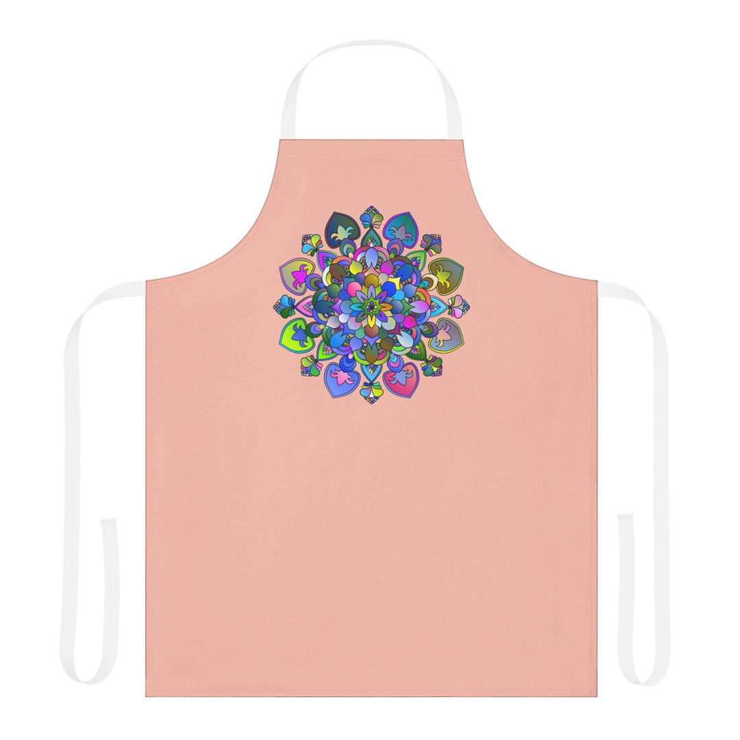 Peach Mandala Apron - Hand - Drawn Floral Design All Over Prints - Blululi