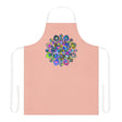 Peach Mandala Apron - Hand - Drawn Floral Design All Over Prints - Blululi