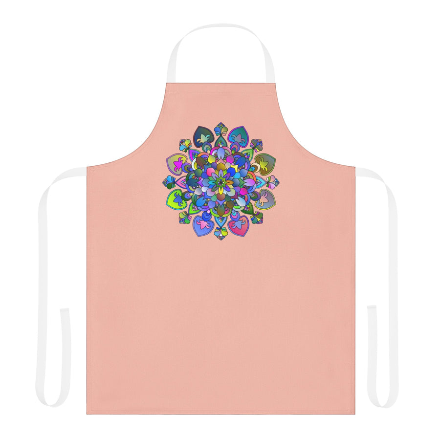 Peach Mandala Apron - Hand - Drawn Floral Design All Over Prints - Blululi