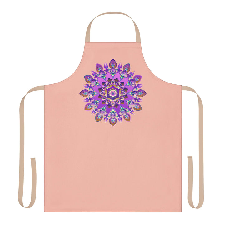 Peach Mandala Apron - Purple, Pink, Gold Art All Over Prints - Blululi