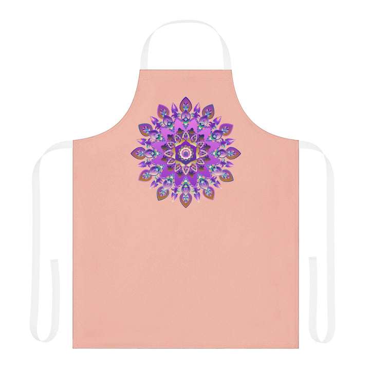 Peach Mandala Apron - Purple, Pink, Gold Art All Over Prints - Blululi