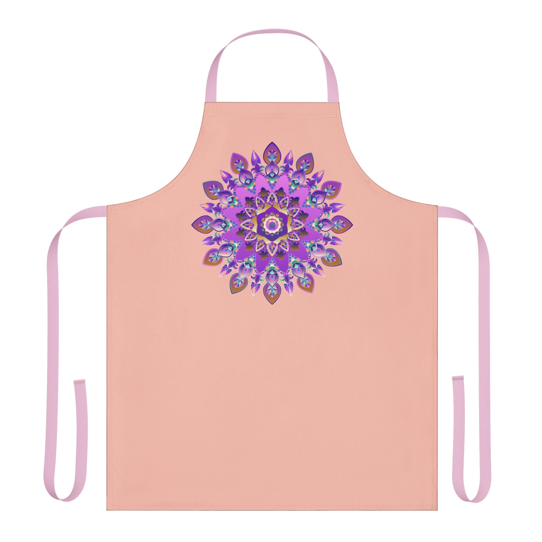 Peach Mandala Apron - Purple, Pink, Gold Art All Over Prints - Blululi