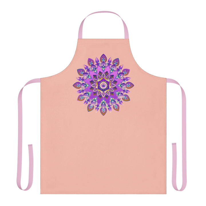 Peach Mandala Apron - Purple, Pink, Gold Art All Over Prints - Blululi