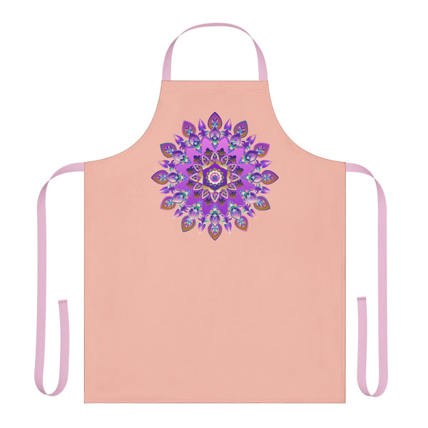 Peach Mandala Apron - Purple, Pink, Gold Art All Over Prints - Blululi