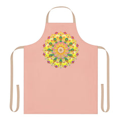 Peach Mandala Art Apron - Hand Drawn Design All Over Prints - Blululi