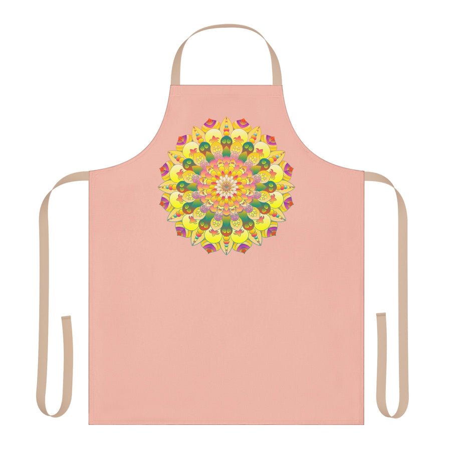 Peach Mandala Art Apron - Hand Drawn Design All Over Prints - Blululi