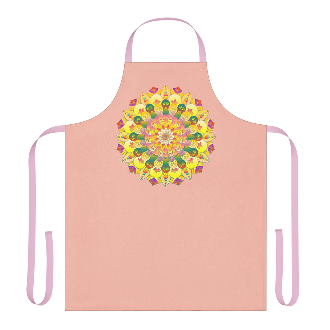 Peach Mandala Art Apron - Hand Drawn Design All Over Prints - Blululi