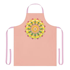 Peach Mandala Art Apron - Hand Drawn Design All Over Prints - Blululi