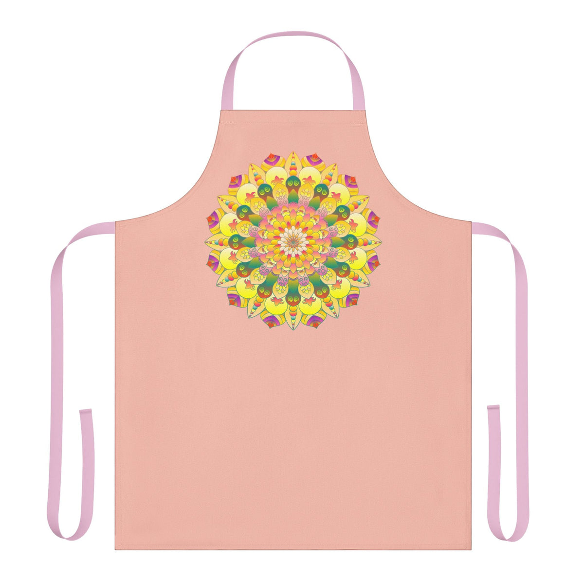 Peach Mandala Art Apron - Hand Drawn Design All Over Prints - Blululi