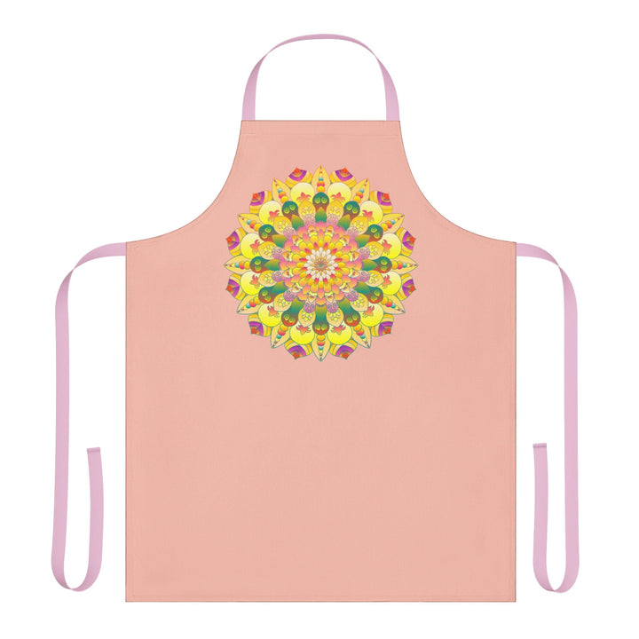 Peach Mandala Art Apron - Hand Drawn Design All Over Prints - Blululi