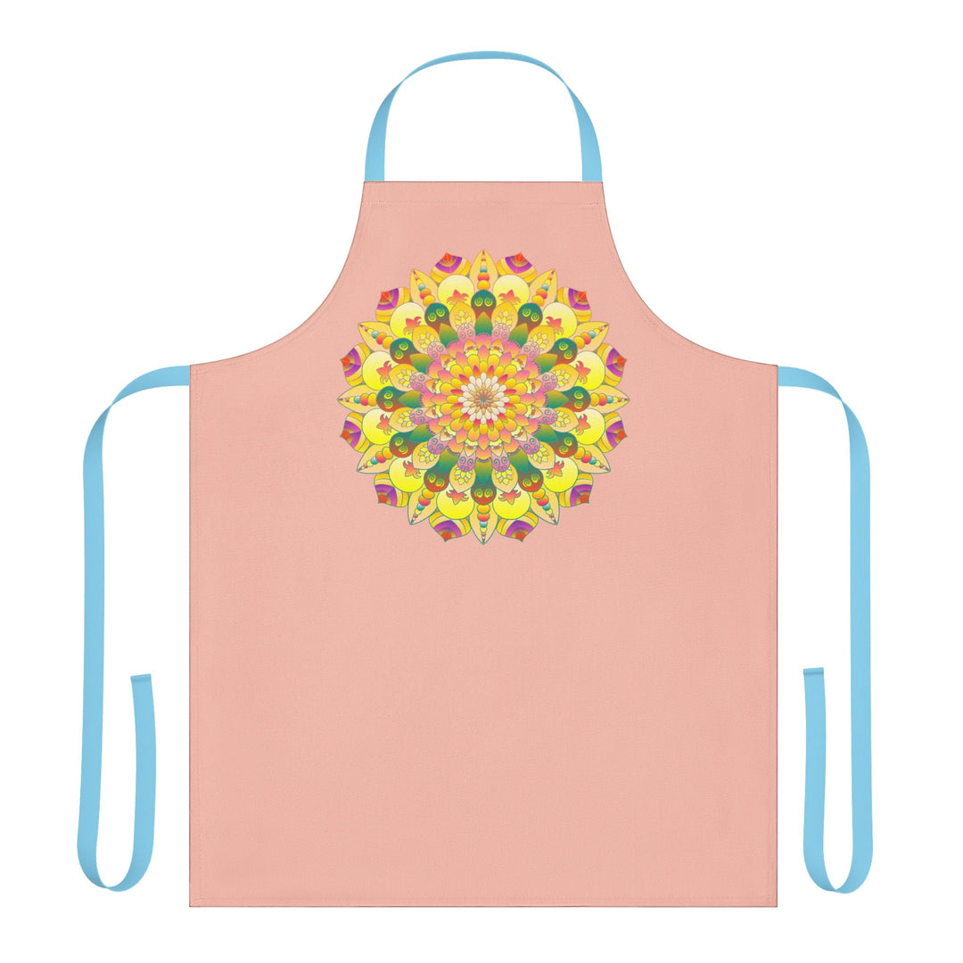 Peach Mandala Art Apron - Hand Drawn Design All Over Prints - Blululi