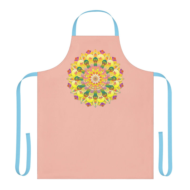 Peach Mandala Art Apron - Hand Drawn Design All Over Prints - Blululi