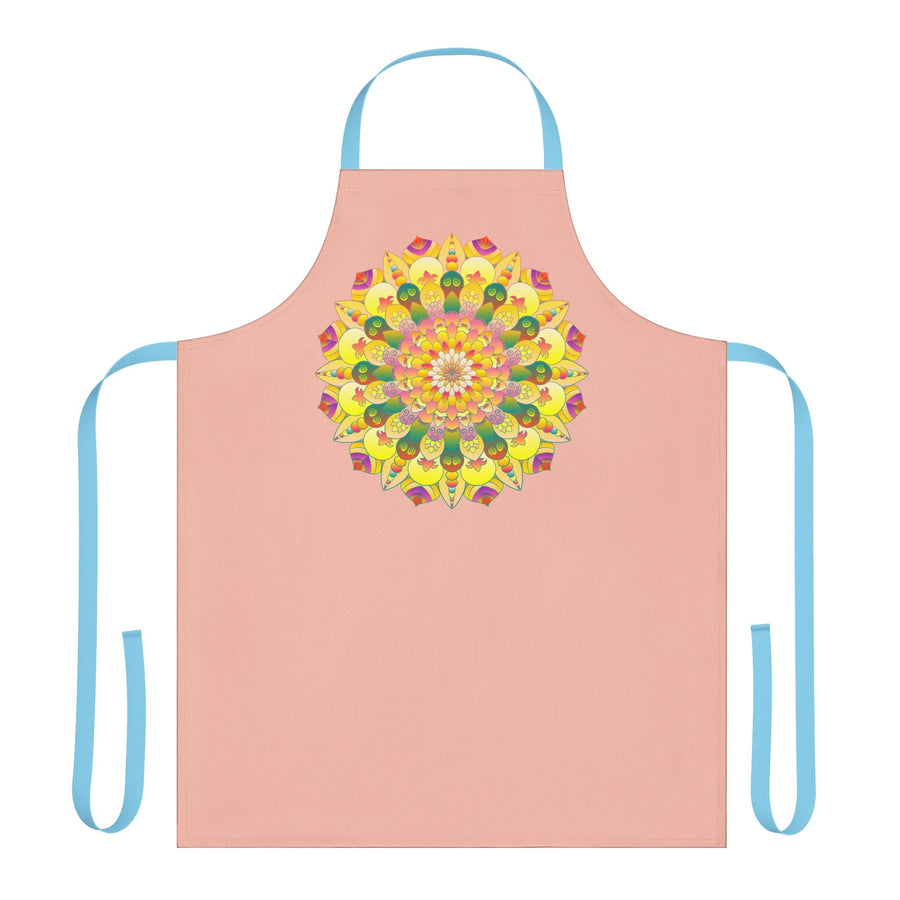 Peach Mandala Art Apron - Hand Drawn Design All Over Prints - Blululi