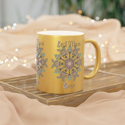 Perfect Birthday Gift for Mom - "Best Mom Ever" Metallic Mug (Silver/Gold) - Blululi