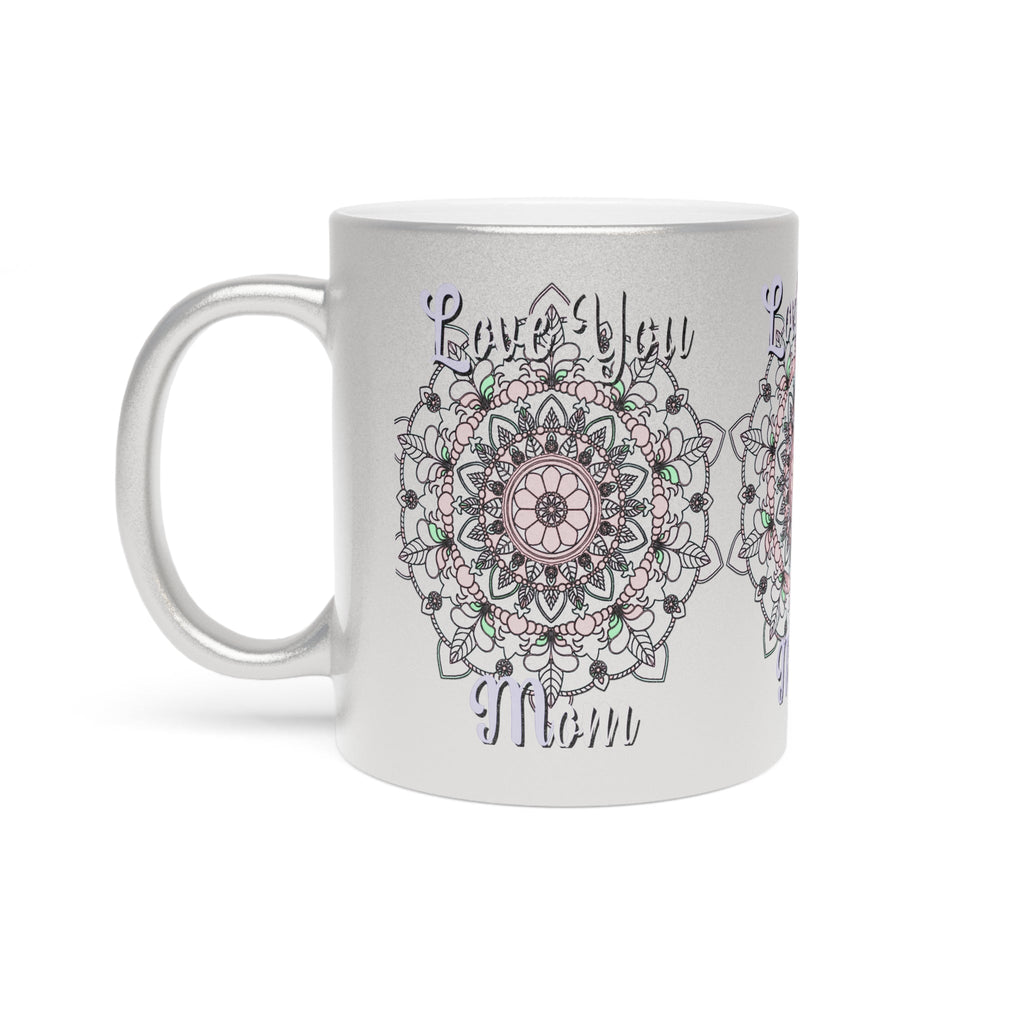 Perfect Birthday Gift for Mom - "Love You Mom" Metallic Mug (Silver/Gold) - Blululi