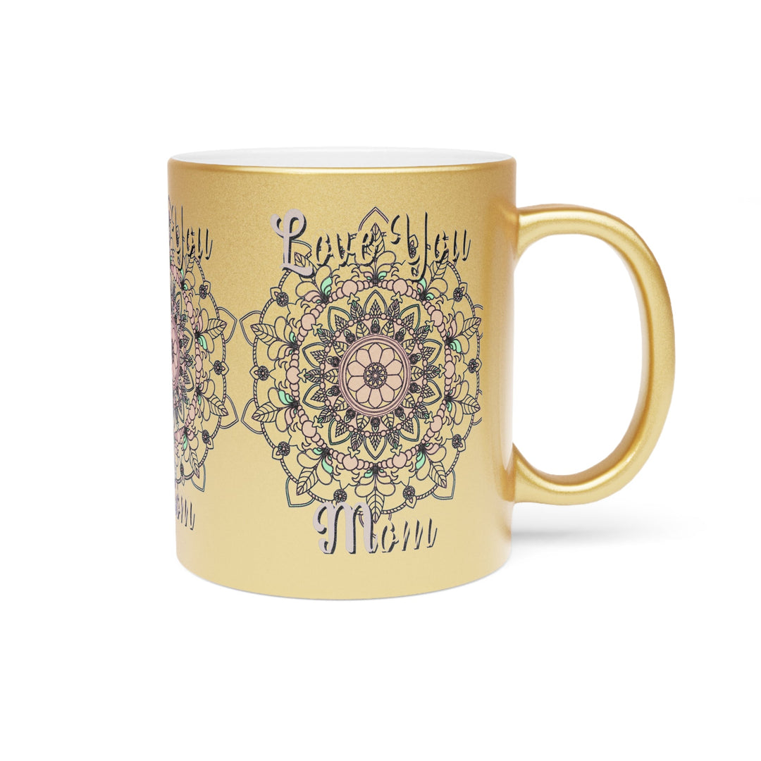 Perfect Birthday Gift for Mom - "Love You Mom" Metallic Mug (Silver/Gold) - Blululi