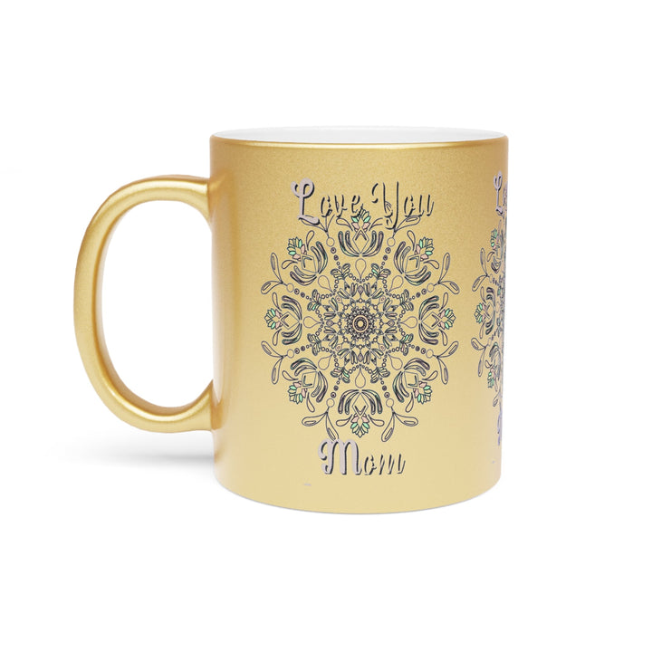 Perfect Birthday Gift for Mom - "Love You Mom" Metallic Mug (Silver/Gold) - Blululi