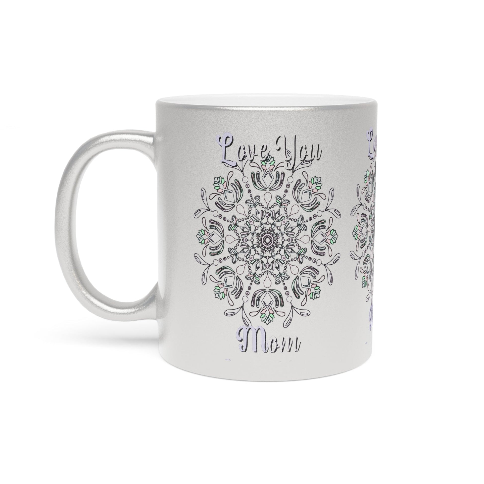 Perfect Birthday Gift for Mom - "Love You Mom" Metallic Mug (Silver/Gold) - Blululi